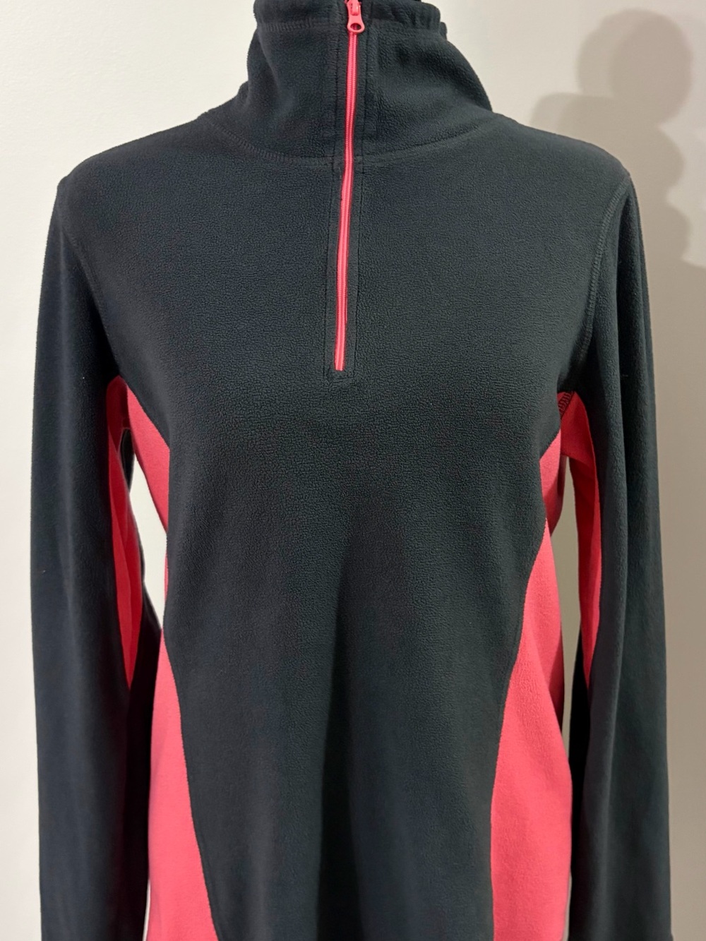 Women’s Gray and Pink Half-Zip Fleece Sweater